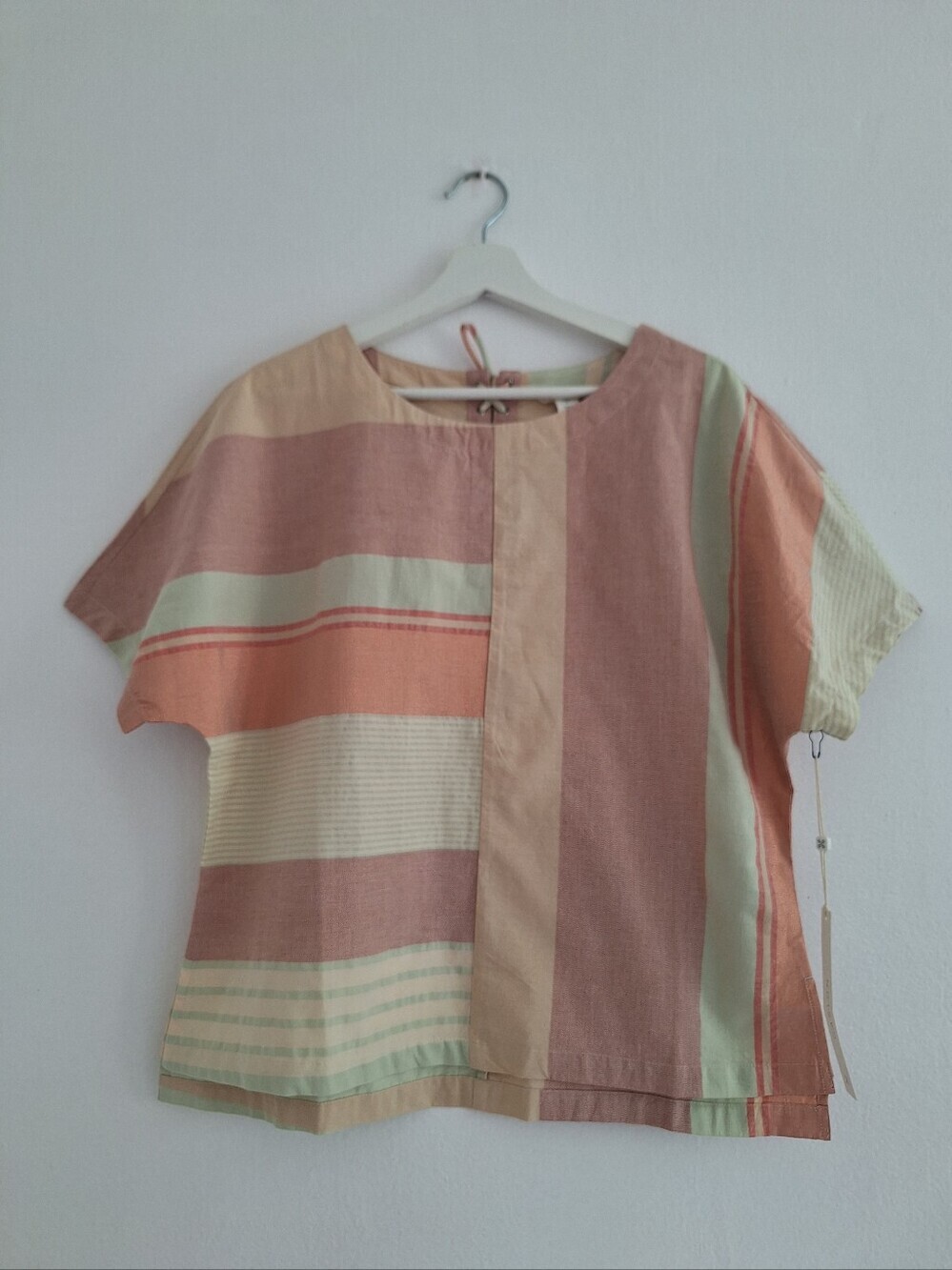 NWT Caslon Pastel Patchwork Short Sleeve Tunic in Peach, Mint & Blush